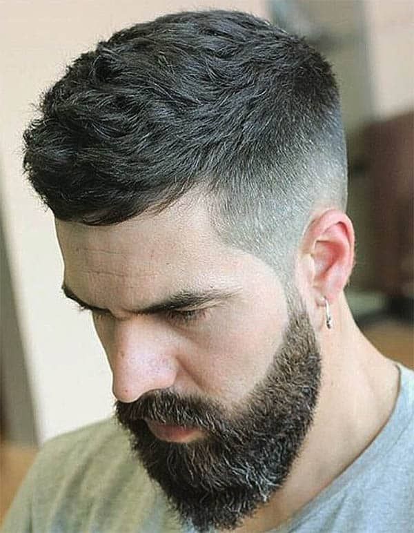 Caesar cut short mens haircut | short horizontal fringe haircut with short sides for modern professional men