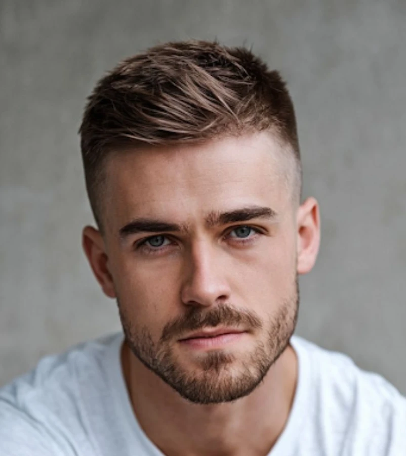 Classic crew cut low maintenance mens haircut Queens NYC showing traditional easy care style 2026