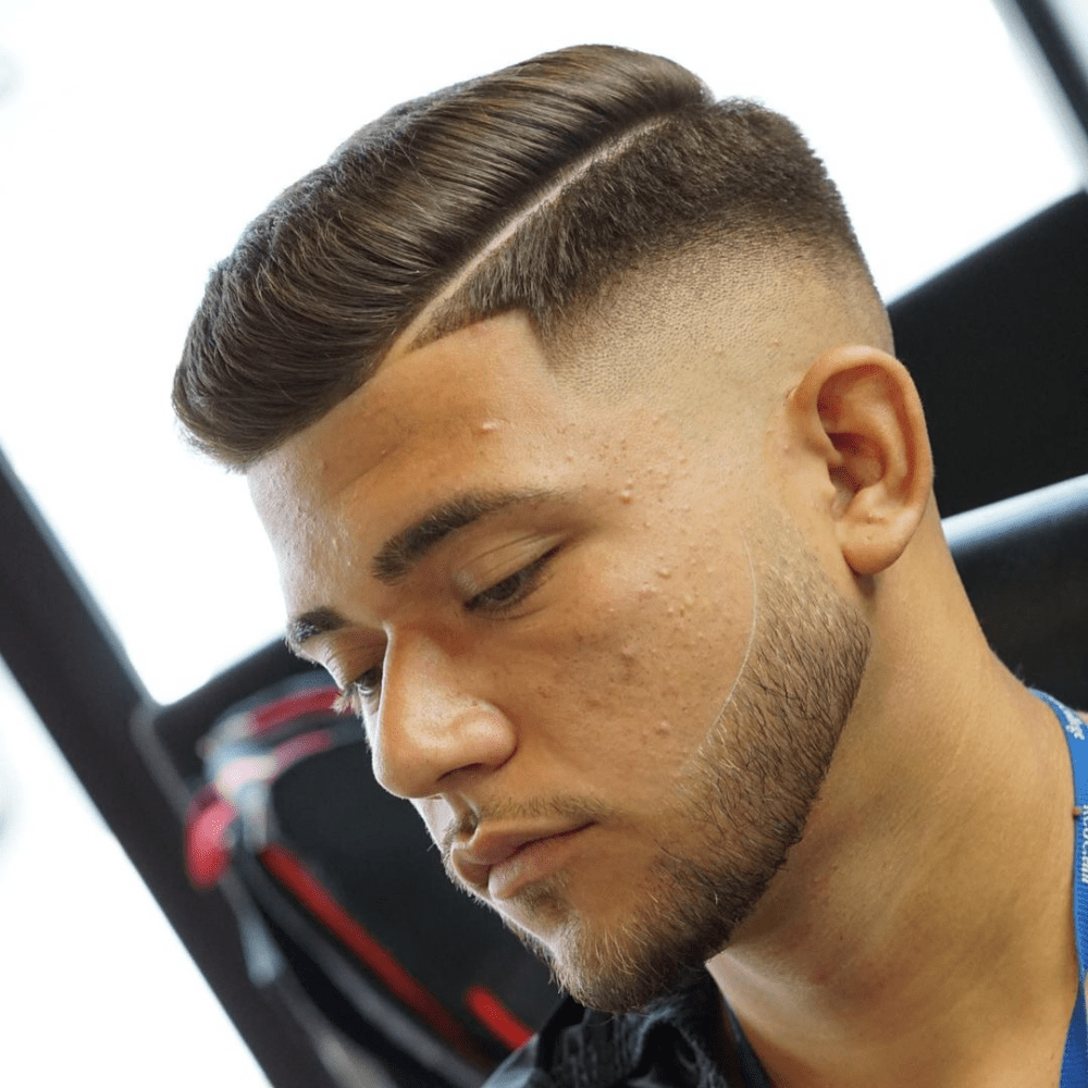 Comb over fade haircut | classic comb over hairstyle with modern fade sides creating professional sophisticated look