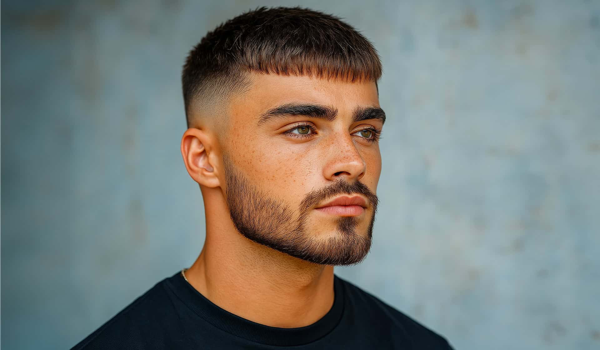Disconnected French crop haircut with no blend between sides and top mens style Queens 2026