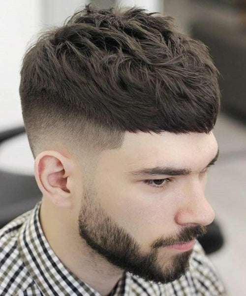 French crop with mid fade haircut showing medium taper and forward fringe mens style 2026