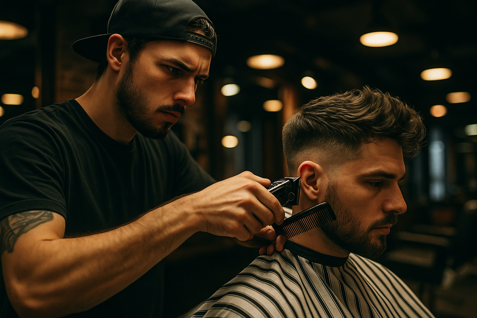 High taper fade professional guide showcasing expert cutting techniques and precision barbering methods at modern barbershop in Queens NYC