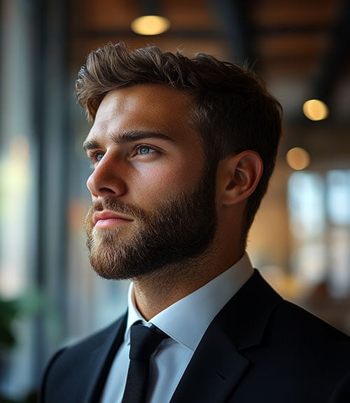 Ivy League short professional haircut | classic short hairstyle with side part for business professional men
