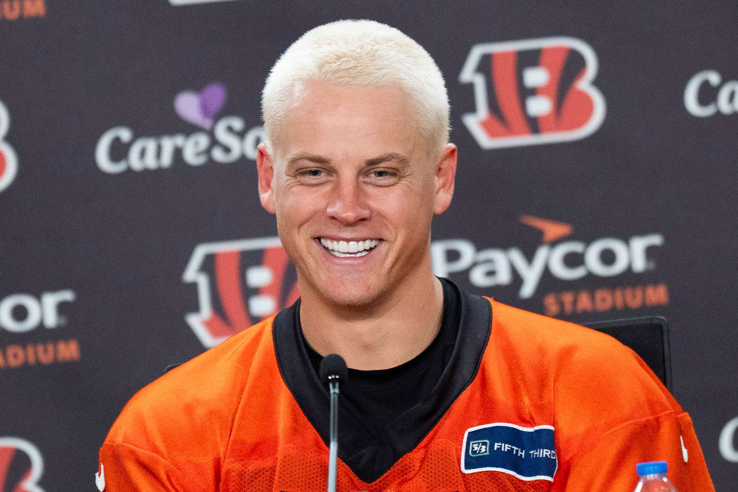 Joe Burrow ice blonde buzz cut hairstyle trending in 2026 showing modern textured buzzcut evolution