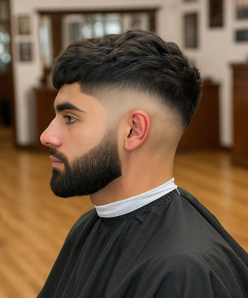 Mid drop fade haircut | curved mid drop fade following head contour with artistic barbershop blend technique