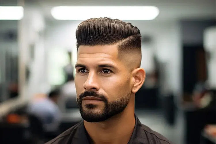 Pompadour fade haircut | classic pompadour hairstyle with modern fade sides and volume on top trending 2026