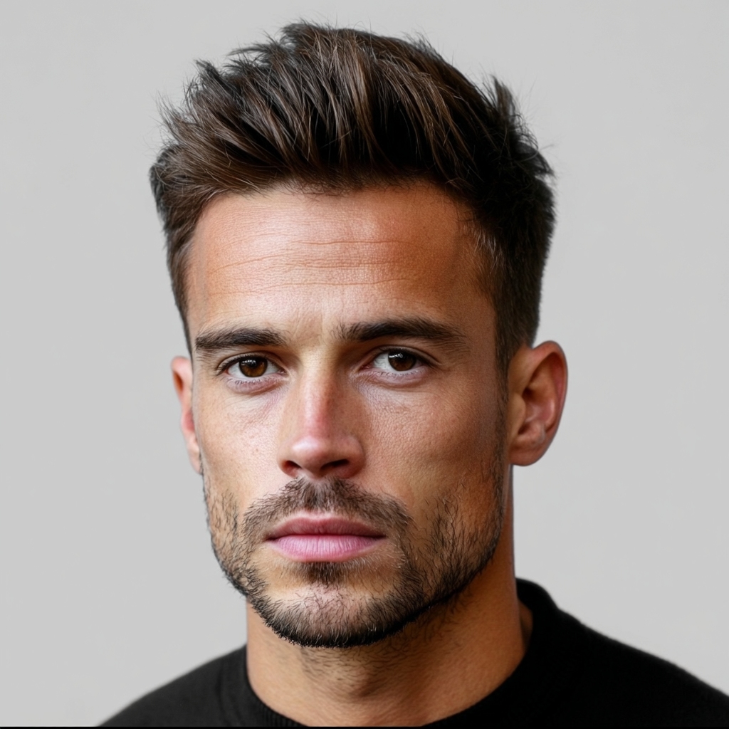 Professional quiff business haircut for men Queens NYC showing modern professional front volume style 2026