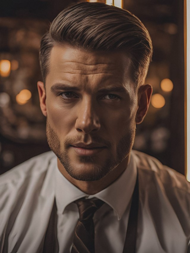 Short side part haircut | classic short mens hairstyle with clean side part and tapered sides for professional look