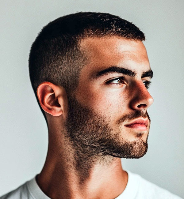 Traditional crew style low maintenance mens haircut Queens NYC showing classic crew cut easy care 2026