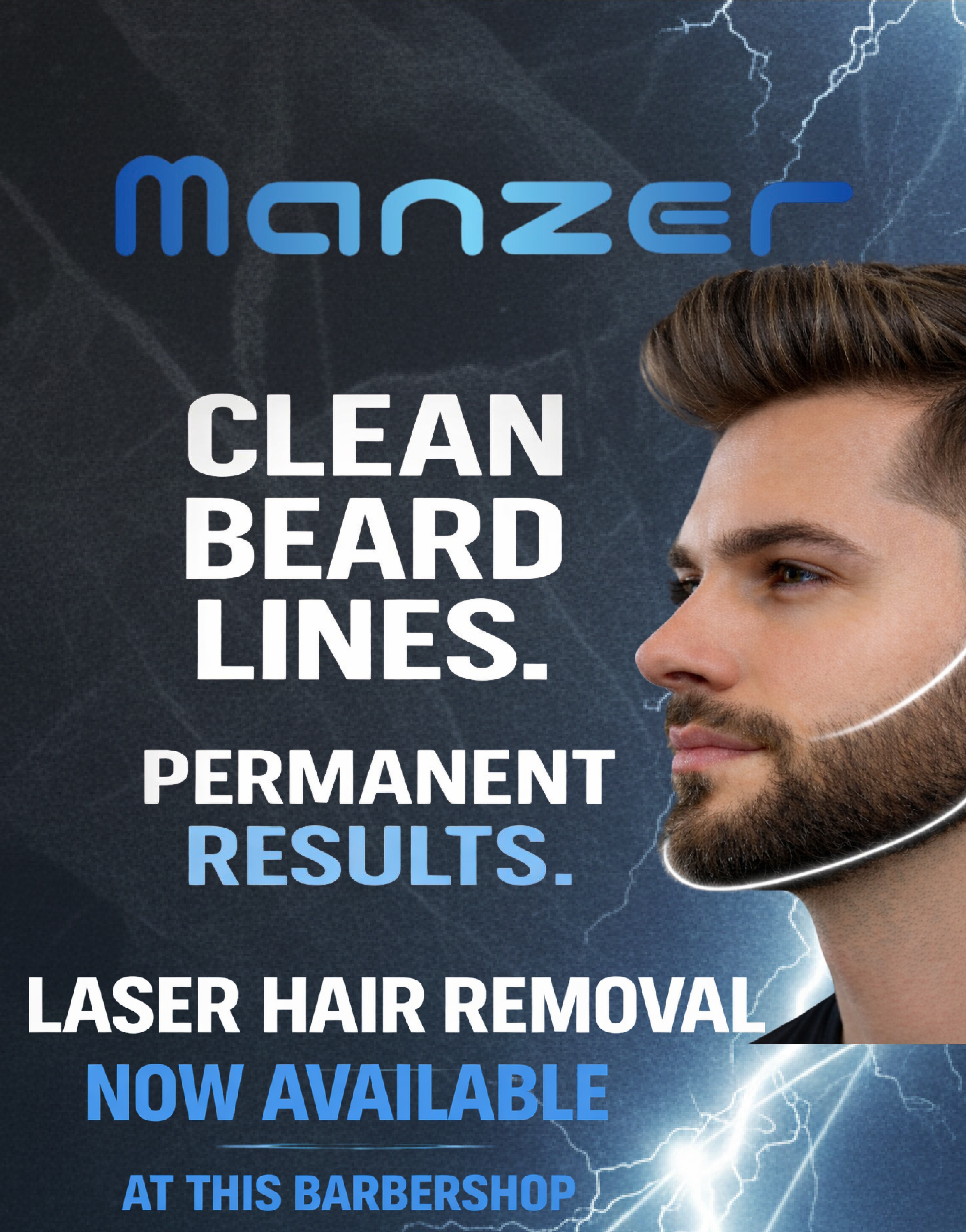 Clean beard lines with permanent results using Manzer diode laser hair removal at DIDA Hair Studio Queens NYC barbershop